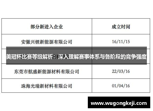 美冠杯比赛等级解析：深入理解赛事体系与各阶段的竞争强度